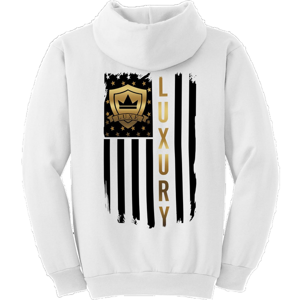 Black & Gold American Flag - Pullover Hooded Sweatshirt