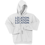 Navy Location Location Location - Pullover Hooded Sweatshirt