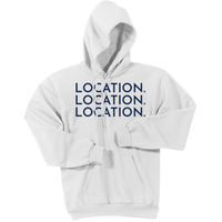 Navy Location Location Location - Pullover Hooded Sweatshirt