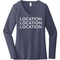 White Location Location Location - Long Sleeve Women's T-Shirt